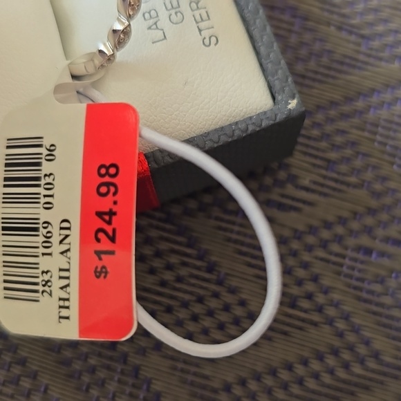 BEAUTIFUL BLUE TOPAZ/WHITE SAPPHIRE LAB CREATED GEMSTONE STERLING SILVER RING 7 - Picture 14 of 15